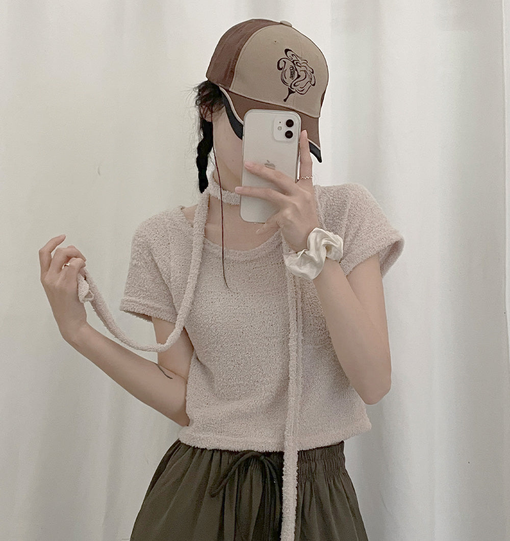 💕可愛毛巾料頸帶+短袖T恤SET