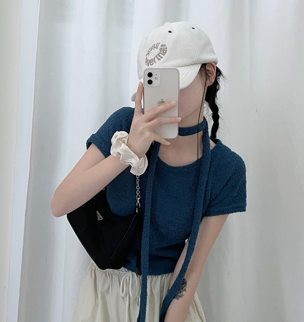 💕可愛毛巾料頸帶+短袖T恤SET