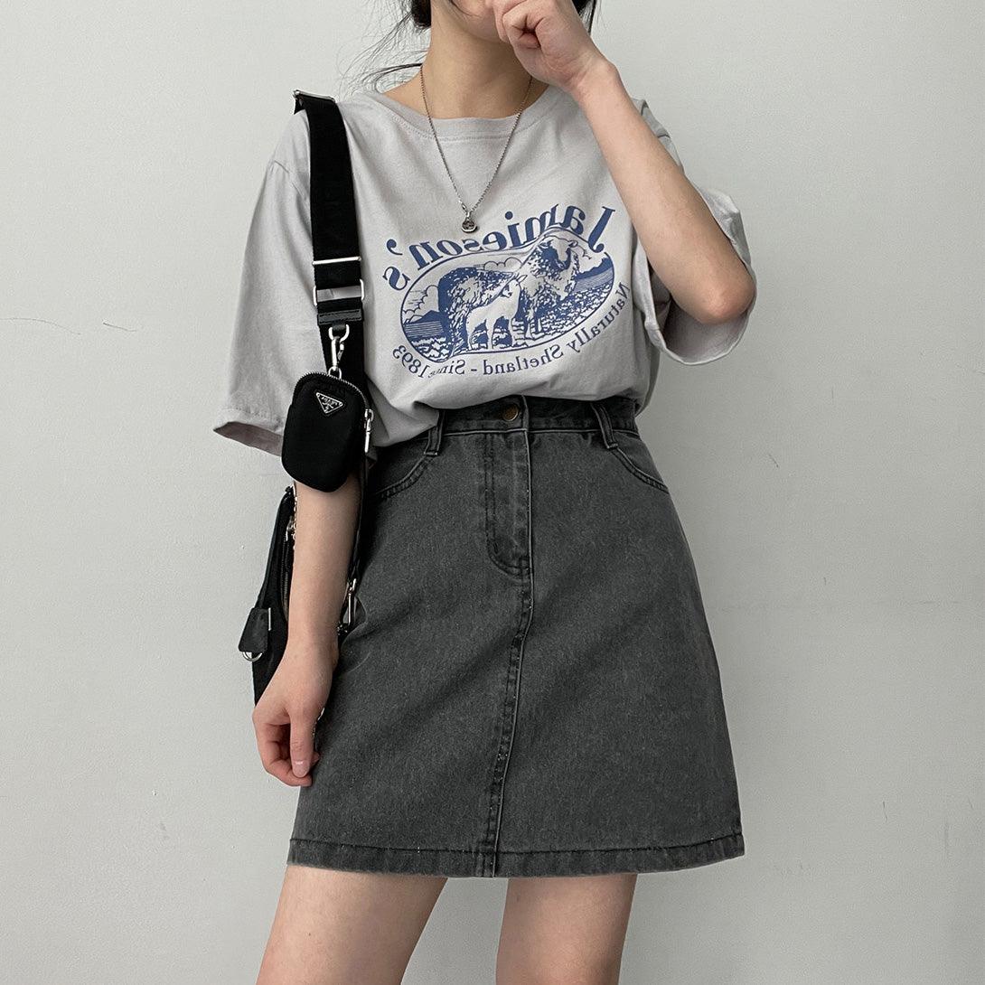 罕見色✨彩感染色水洗牛仔短裙<KR> - IKIMSTORE