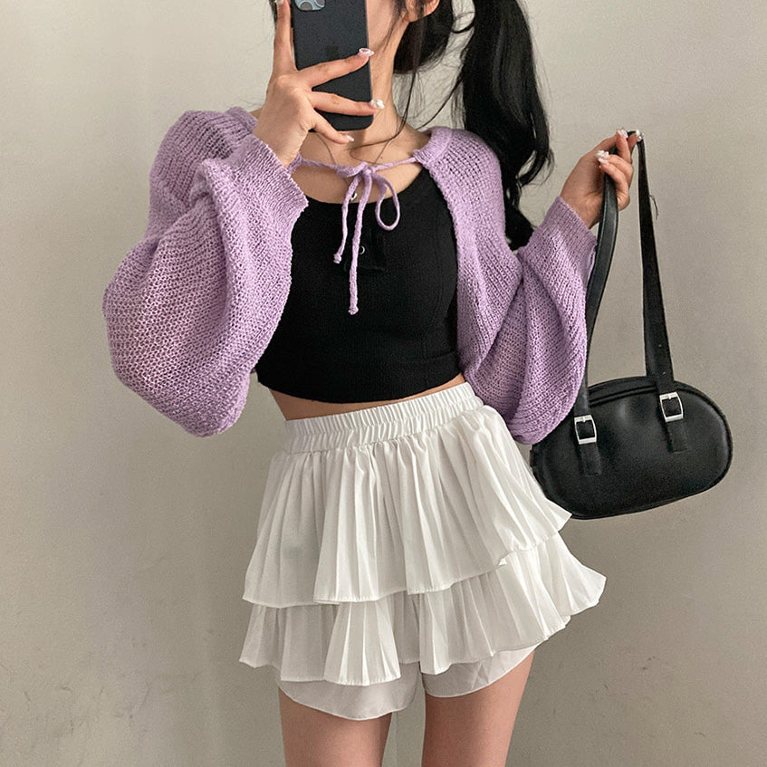 🧁可愛夏日綁帶短款開衫