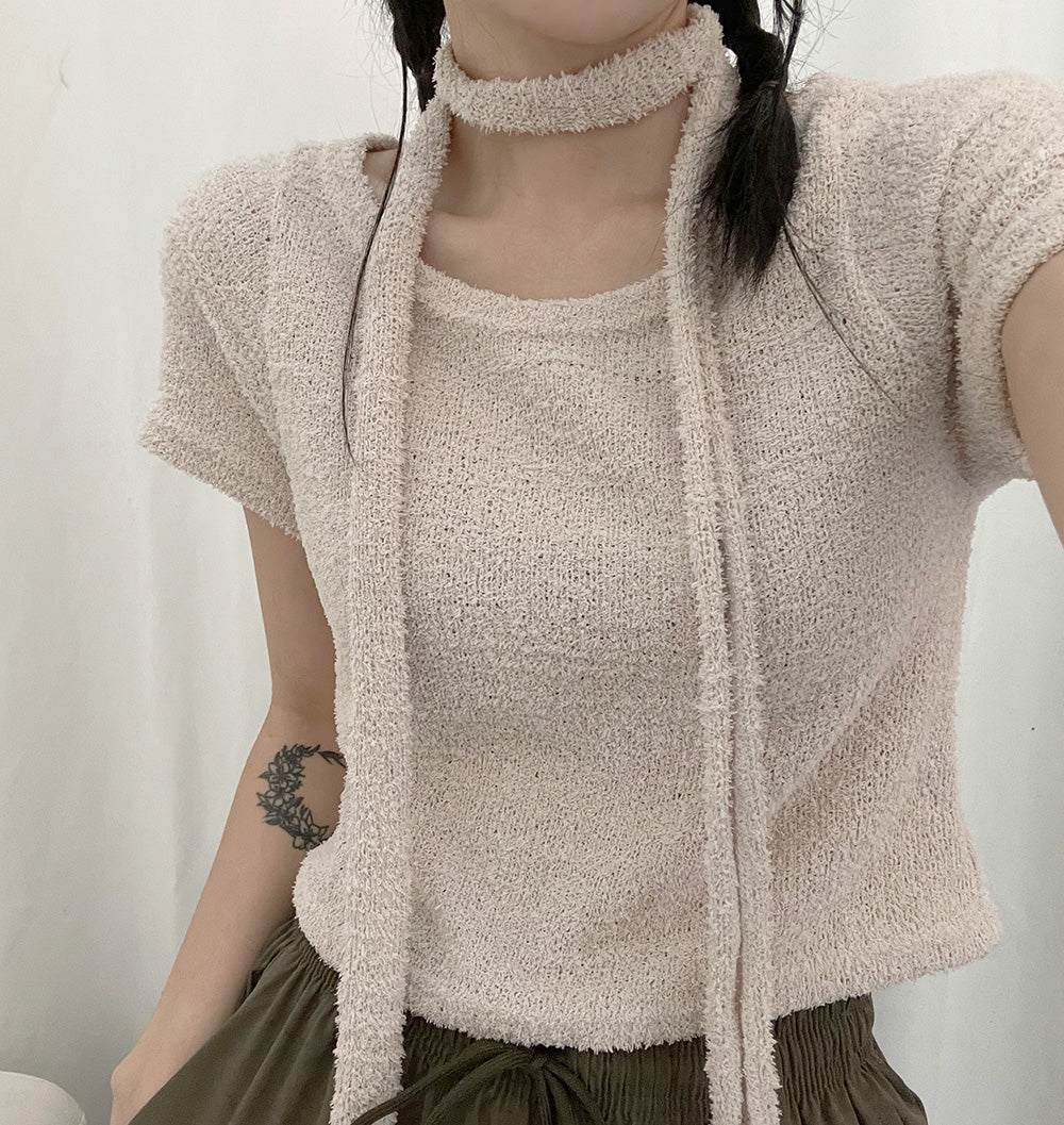 💕可愛毛巾料頸帶+短袖T恤SET