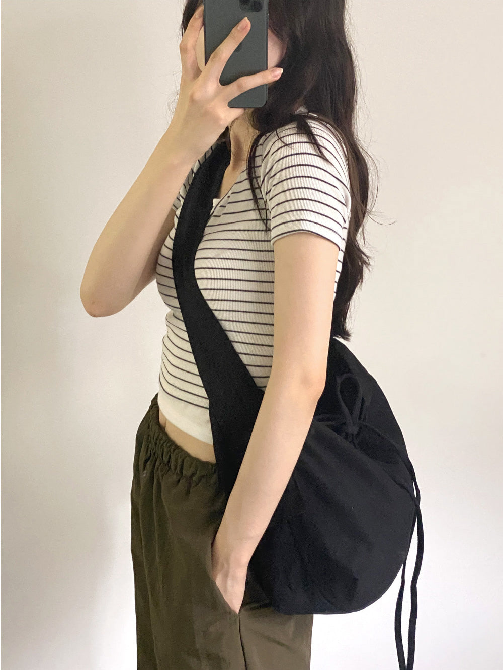 Tarol絲帶結帆布斜挎包