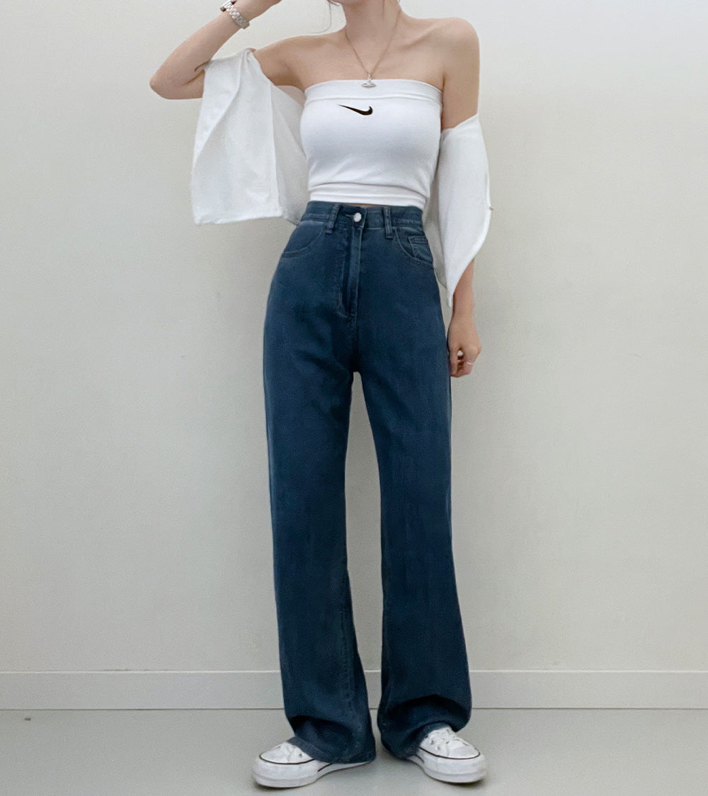 【3種長度/內橡筋】❄️-5ºC冰絲闊腿牛仔褲(S-2XL)