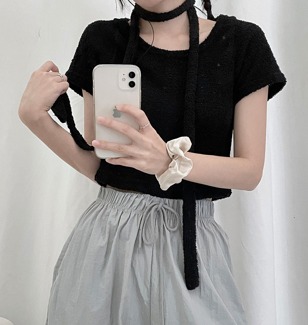 💕可愛毛巾料頸帶+短袖T恤SET