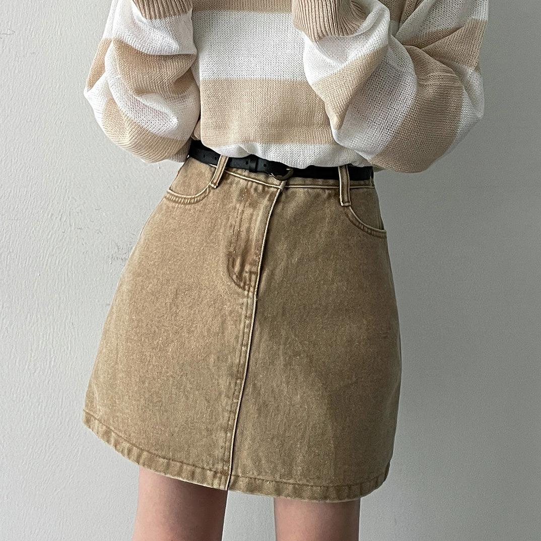 罕見色✨彩感染色水洗牛仔短裙<KR> - IKIMSTORE