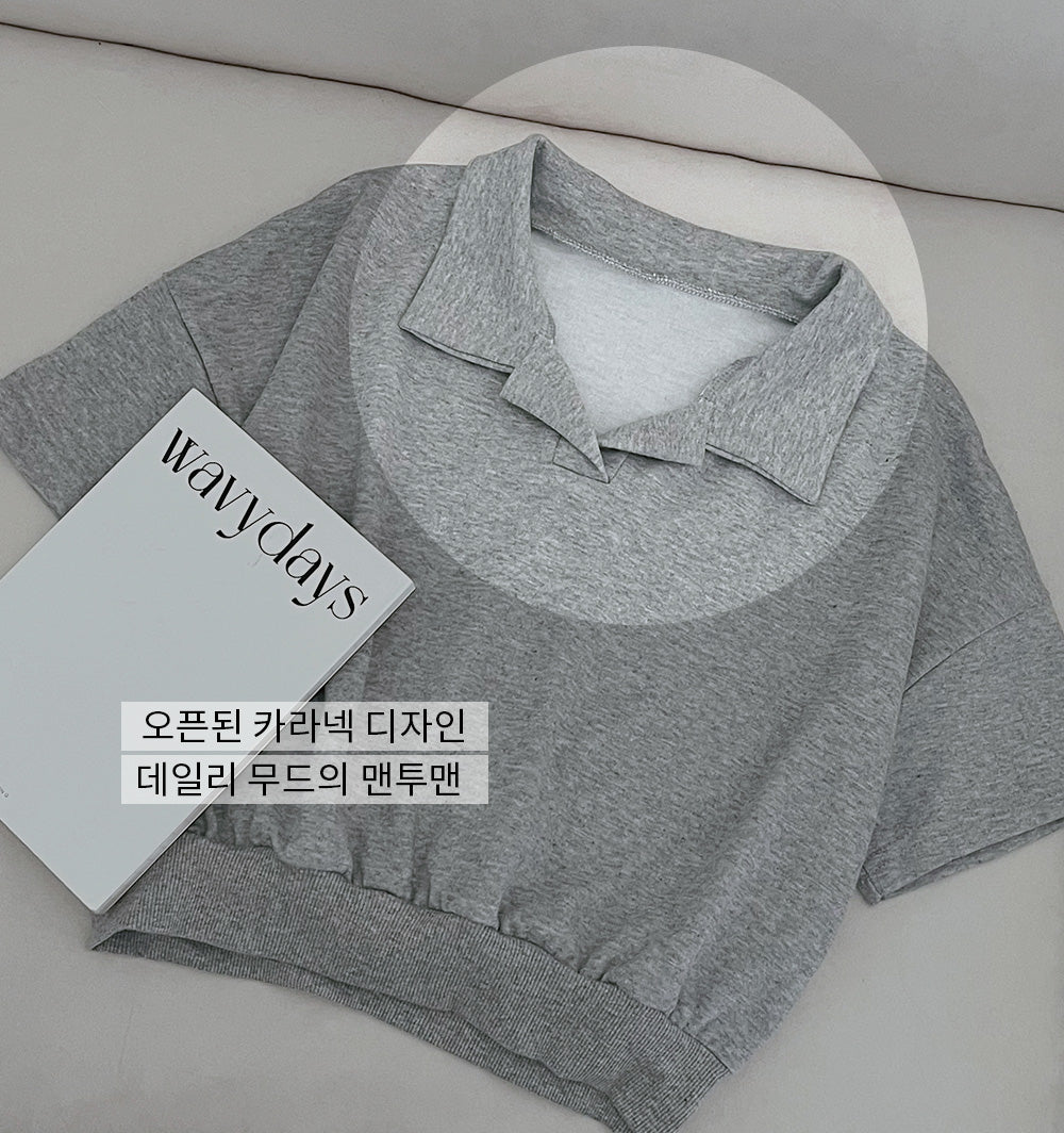 【現貨灰、藍】韓製🇰🇷翻領短款T恤