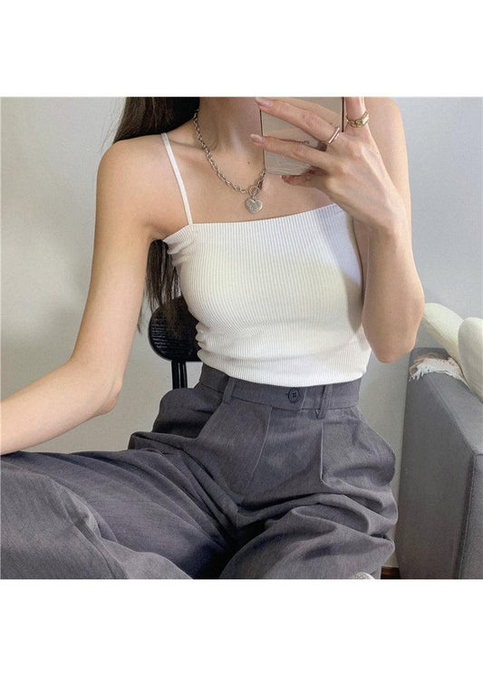 直坑羅紋吊帶背心(連pad) - IKIMSTORE