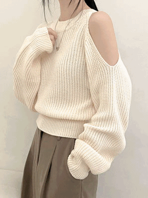 韓製繞頸削肩針織衫<KR> - IKIMSTORE