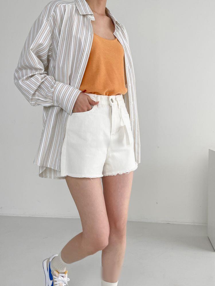 韓製不修邊牛仔短褲<KR>(S-XL) - IKIMSTORE