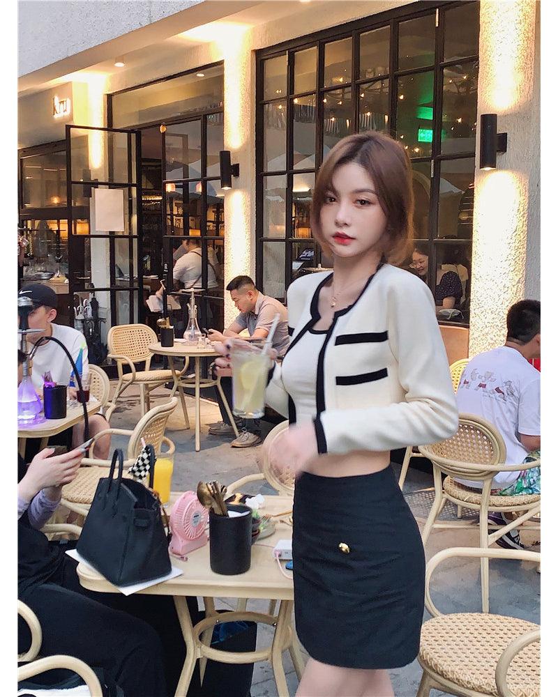 小香撞色背心外套SET - IKIMSTORE