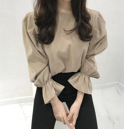 【現貨】氣質泡泡袖雪紡衫 <KR> - IKIMSTORE