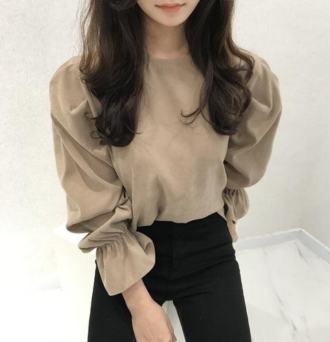 【現貨】氣質泡泡袖雪紡衫 <KR> - IKIMSTORE