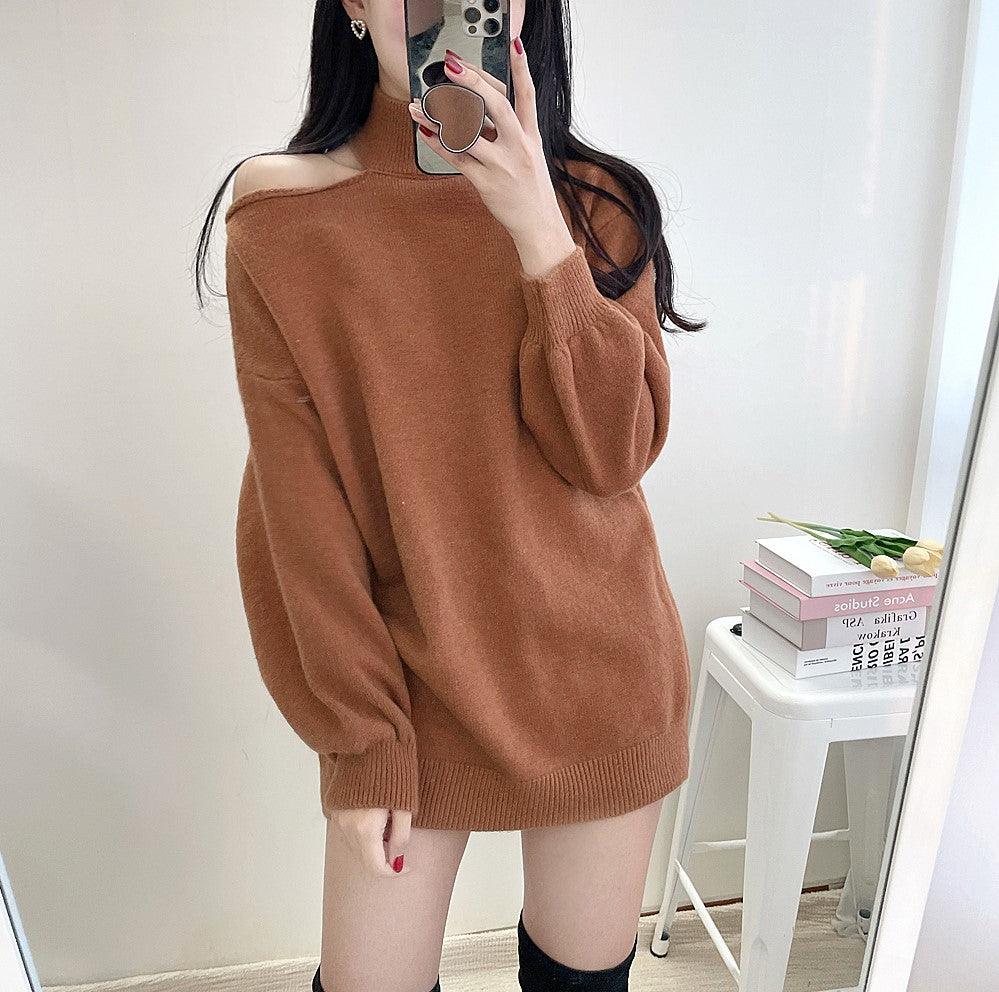 【現貨米、黑】❄️冬日露肩針織衫 - IKIMSTORE