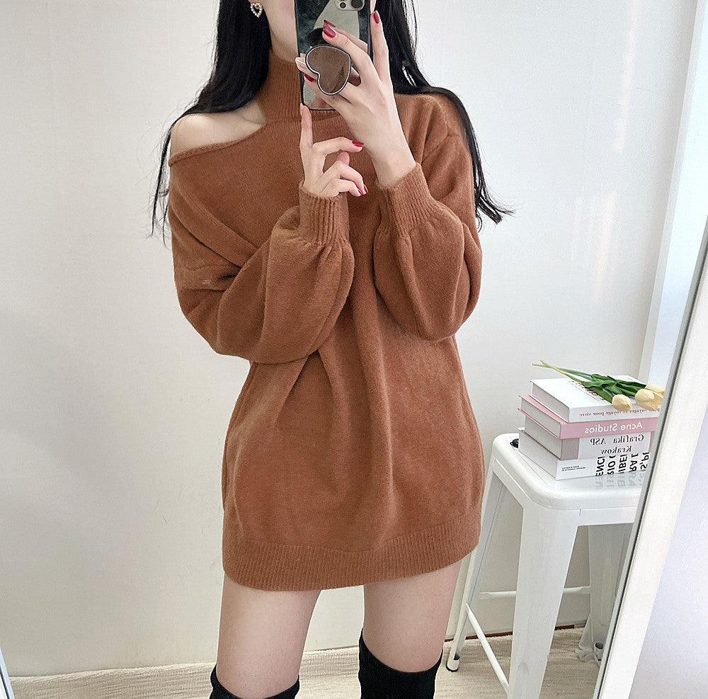 【現貨米、黑】❄️冬日露肩針織衫 - IKIMSTORE