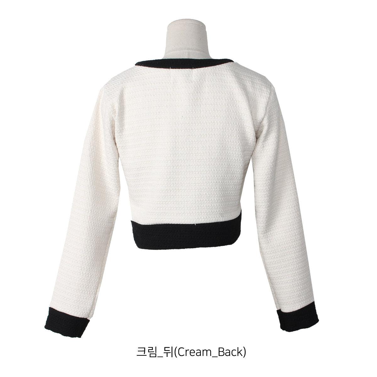 暗花呢珍珠扣小香套裝<KR> - IKIMSTORE
