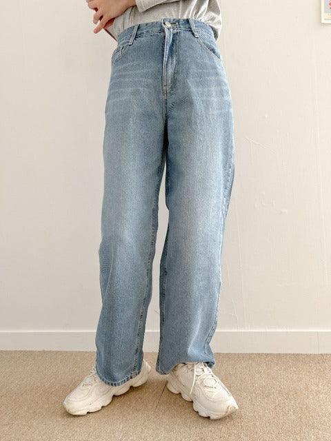 棉花糖女孩可穿(S~3XL) 超美淺藍洗水牛仔闊褲<KR> - IKIMSTORE