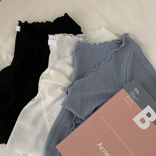 韓製輕盈直紋扭結T恤+背心SET<KR> - IKIMSTORE