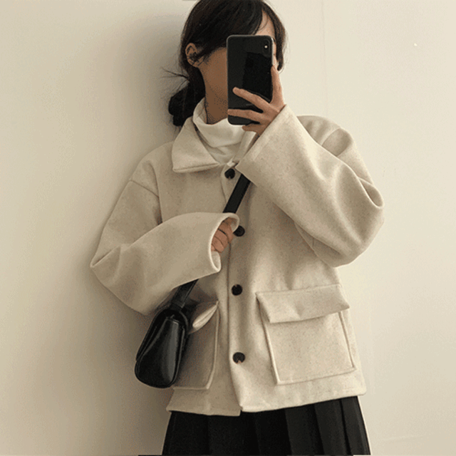 🧁韓製可愛感口袋毛昵夾克<KR> - IKIMSTORE