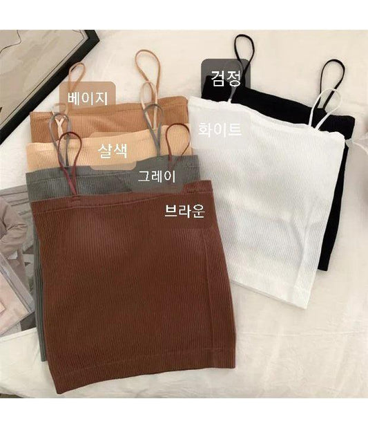 直坑羅紋吊帶背心(連pad) - IKIMSTORE