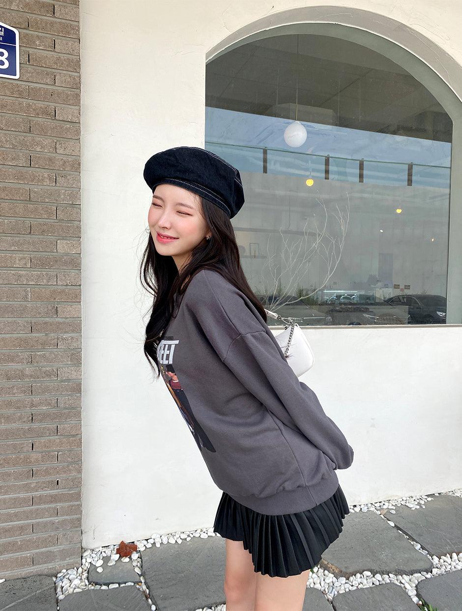 【現貨】韓製明線牛仔貝雷帽<KR> - IKIMSTORE