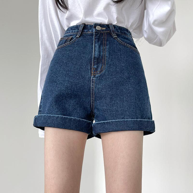 韓製卷邊牛仔短褲<KR>(S-L) - IKIMSTORE