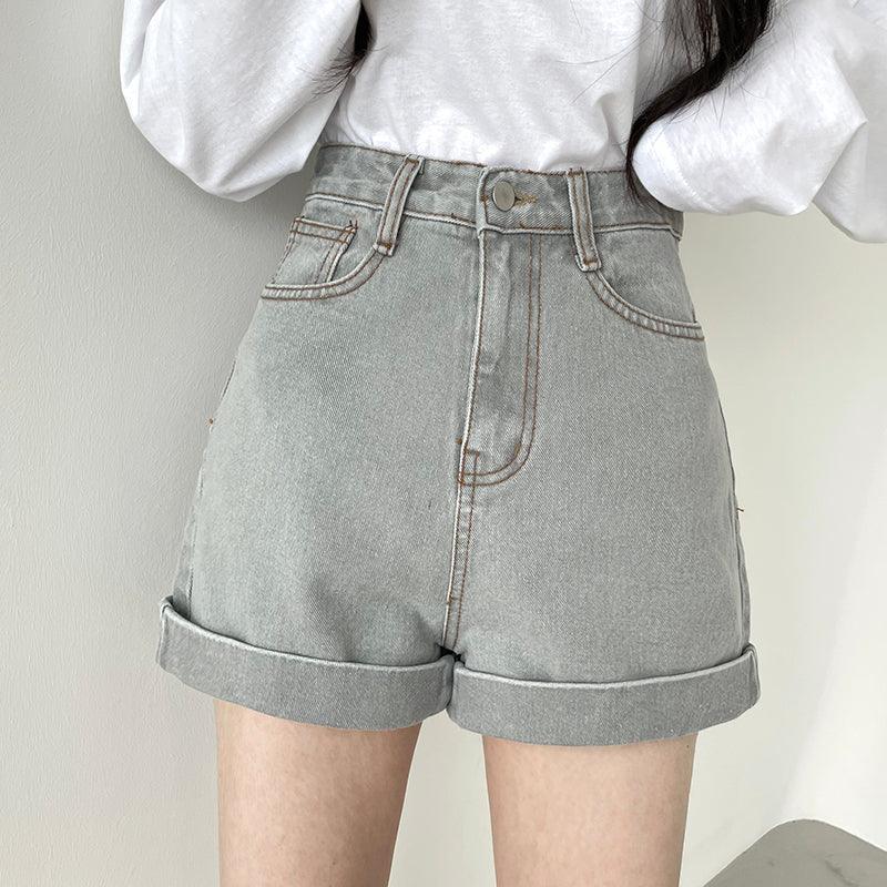 韓製卷邊牛仔短褲<KR>(S-L) - IKIMSTORE