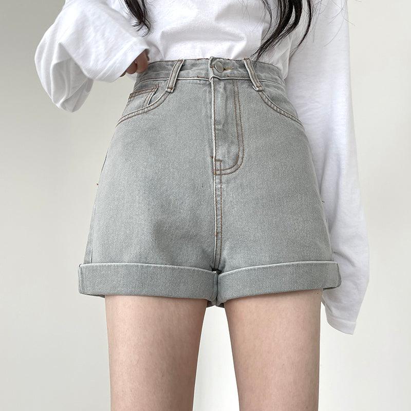韓製卷邊牛仔短褲<KR>(S-L) - IKIMSTORE