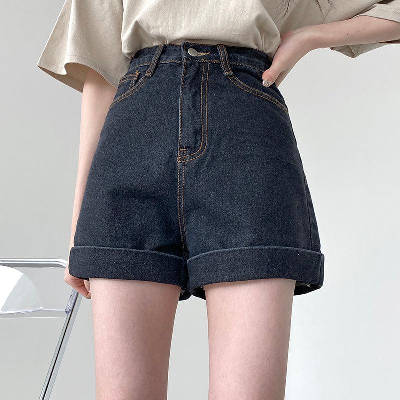 韓製卷邊牛仔短褲<KR>(S-L) - IKIMSTORE