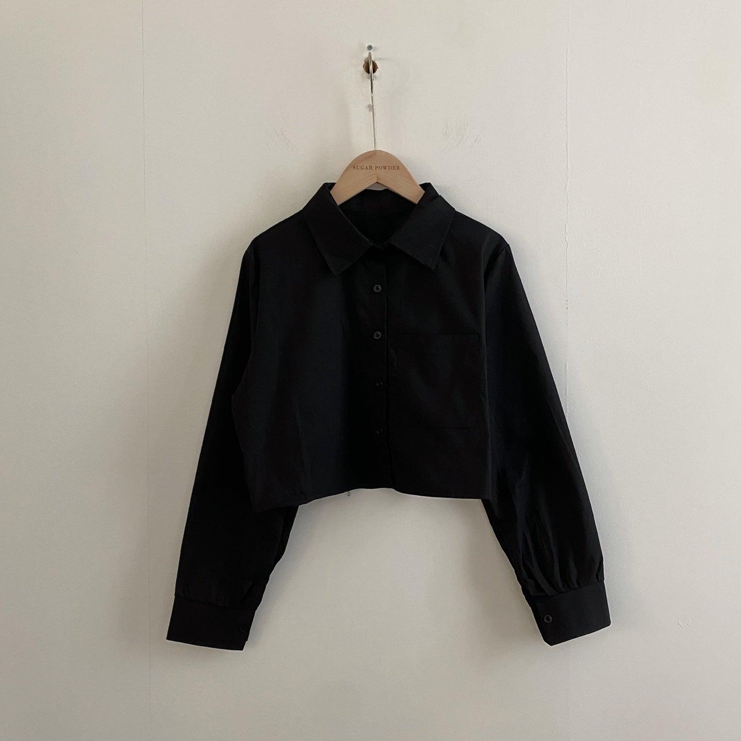 【現貨beige/好面料!】素色口袋短款恤衫(4color) - IKIMSTORE