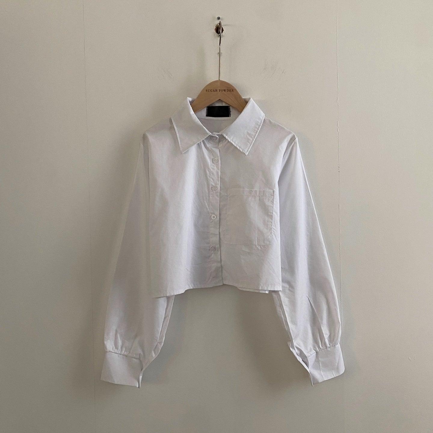 【現貨beige/好面料!】素色口袋短款恤衫(4color) - IKIMSTORE