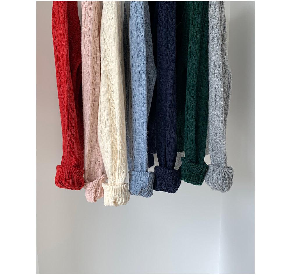 🐑Cashmere!羊絨方領麻花針織開衫<KR> - IKIMSTORE