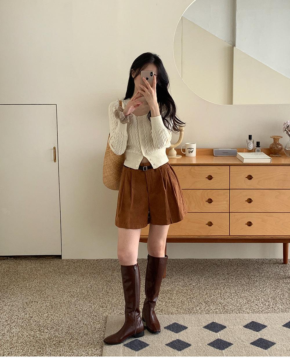 🐑Cashmere!羊絨方領麻花針織開衫<KR> - IKIMSTORE