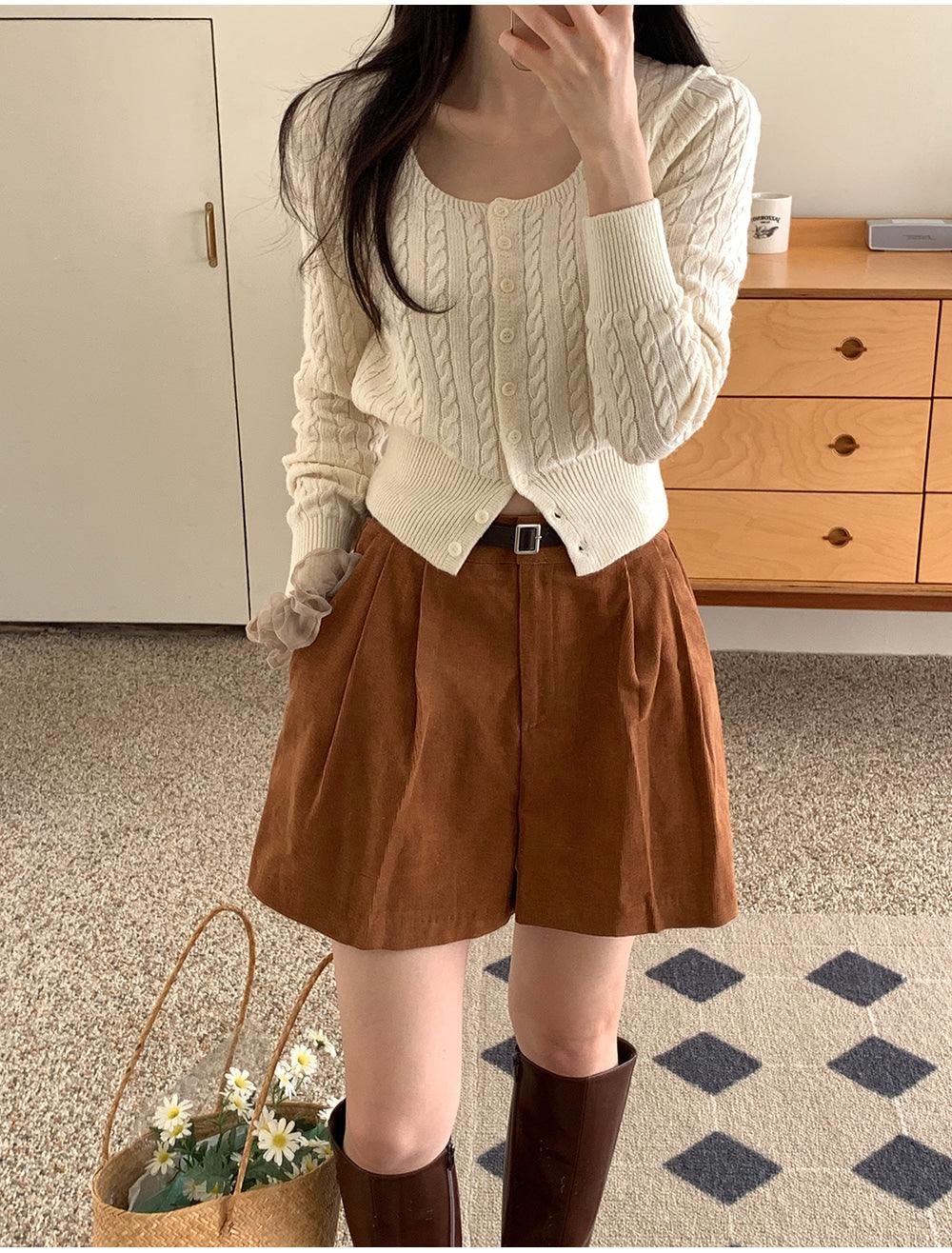🐑Cashmere!羊絨方領麻花針織開衫<KR> - IKIMSTORE