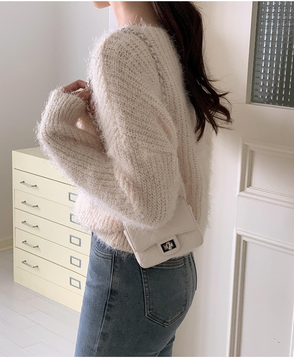 【現貨khaki, blue】🤍韓製絨絨船領針織衫<KR>(5color) - IKIMSTORE