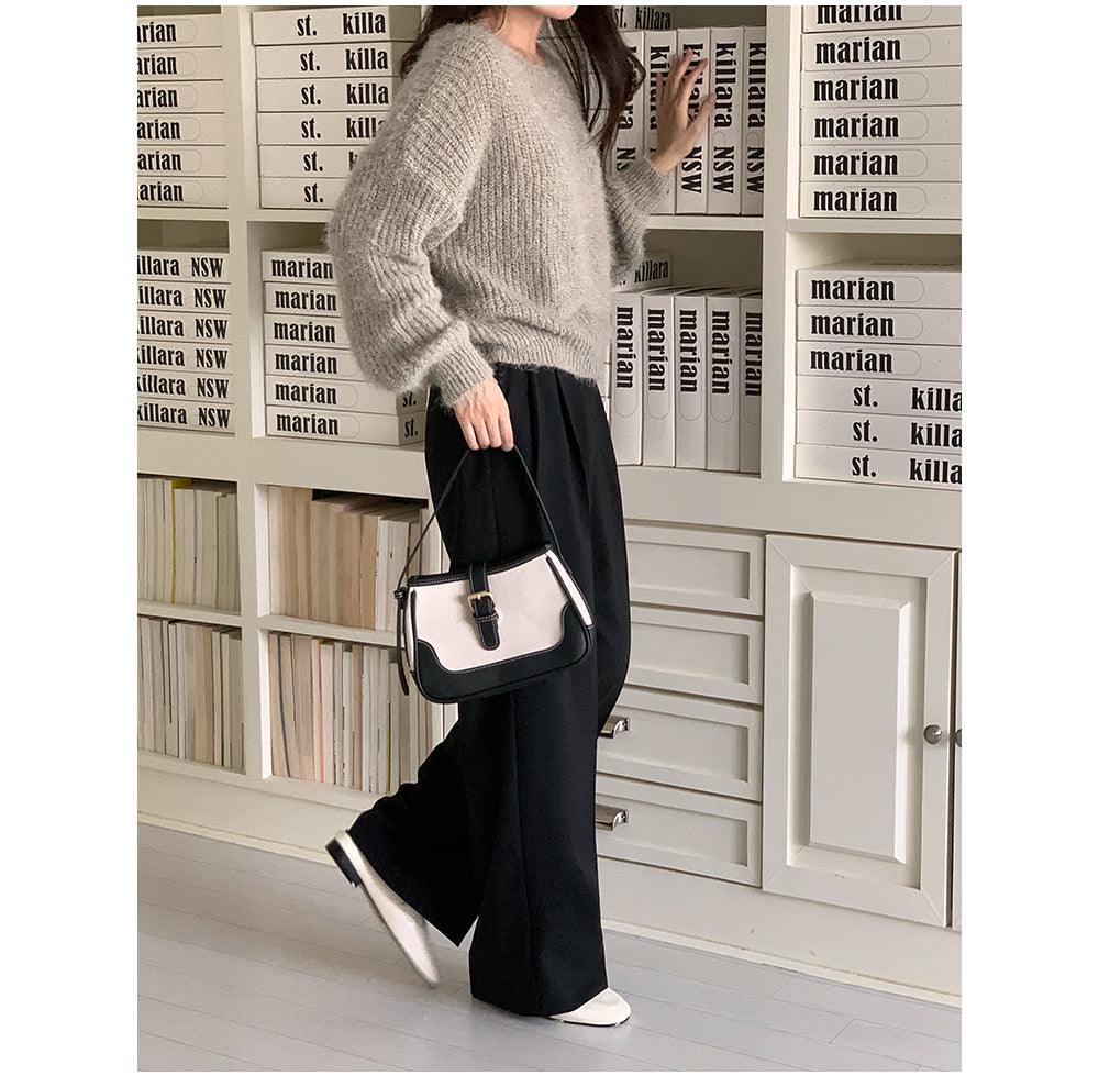 【現貨khaki, blue】🤍韓製絨絨船領針織衫<KR>(5color) - IKIMSTORE