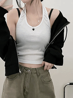 韓製羅紋掛脖背心(3color)<KR> - IKIMSTORE