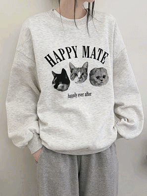 韓製Happy Mate🐈小貓衛衣(4color)<KR> - IKIMSTORE