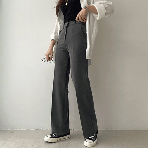 【三種長度/XS~L】韓製修身暗扣闊腿西褲<KR> - IKIMSTORE