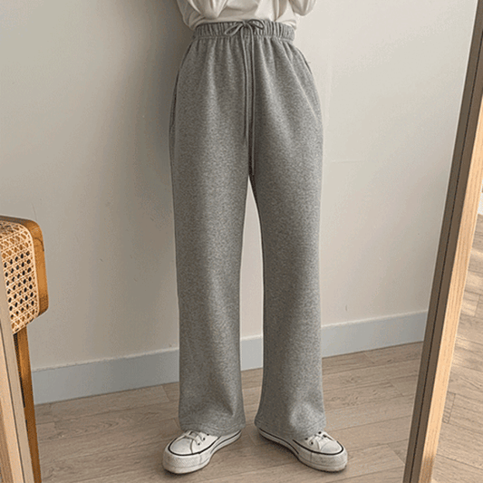 【拉絨版】日常綁帶抓絨長褲<KR> - IKIMSTORE