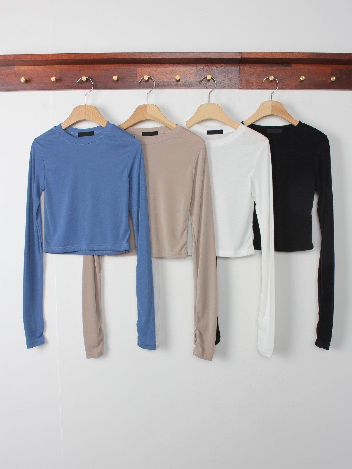 🇰🇷韓製圓領長袖crop top 4色入~ - ikimstore