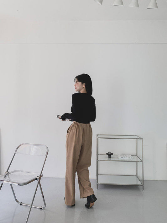 🇰🇷韓製圓領長袖crop top 4色入~ - ikimstore