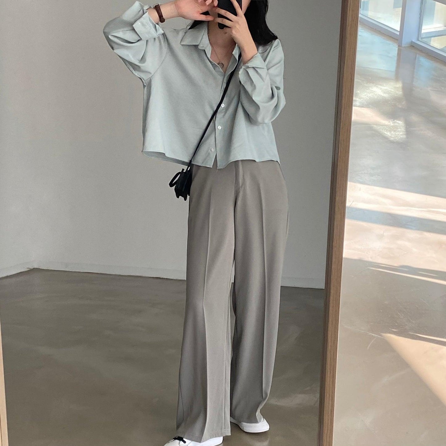 【三種長度/免燙超好穿!】韓製垂感摩登西裝闊褲<KR> (S~2XL) - IKIMSTORE