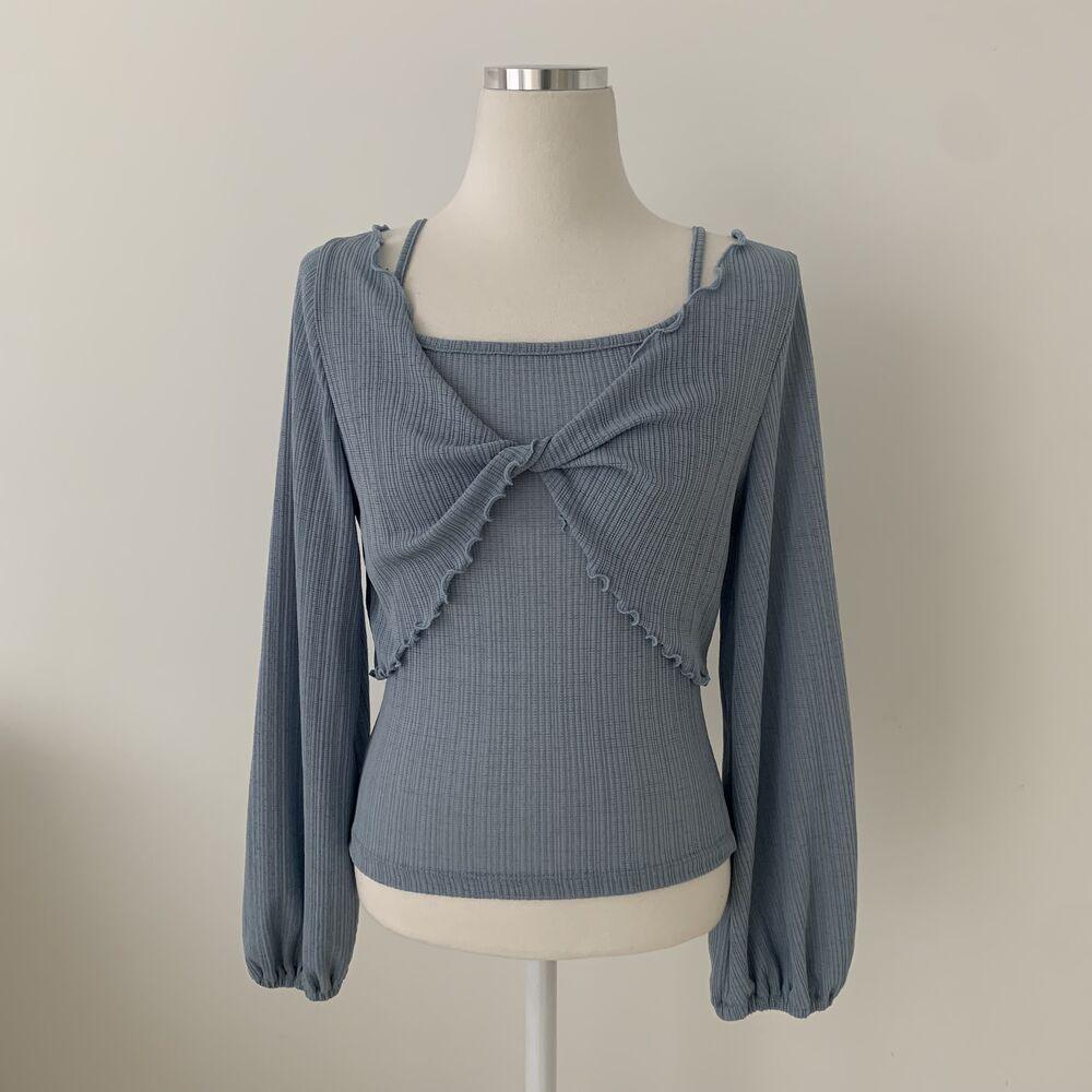 韓製輕盈直紋扭結T恤+背心SET<KR> - IKIMSTORE