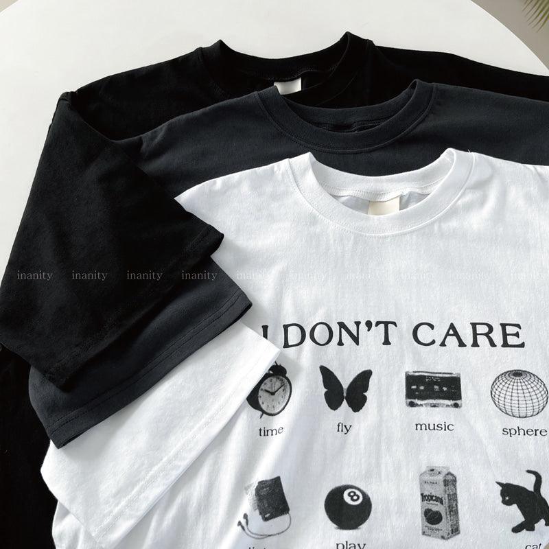 【現貨黑】韓製"I Don't Care"短袖T恤<KR> - IKIMSTORE