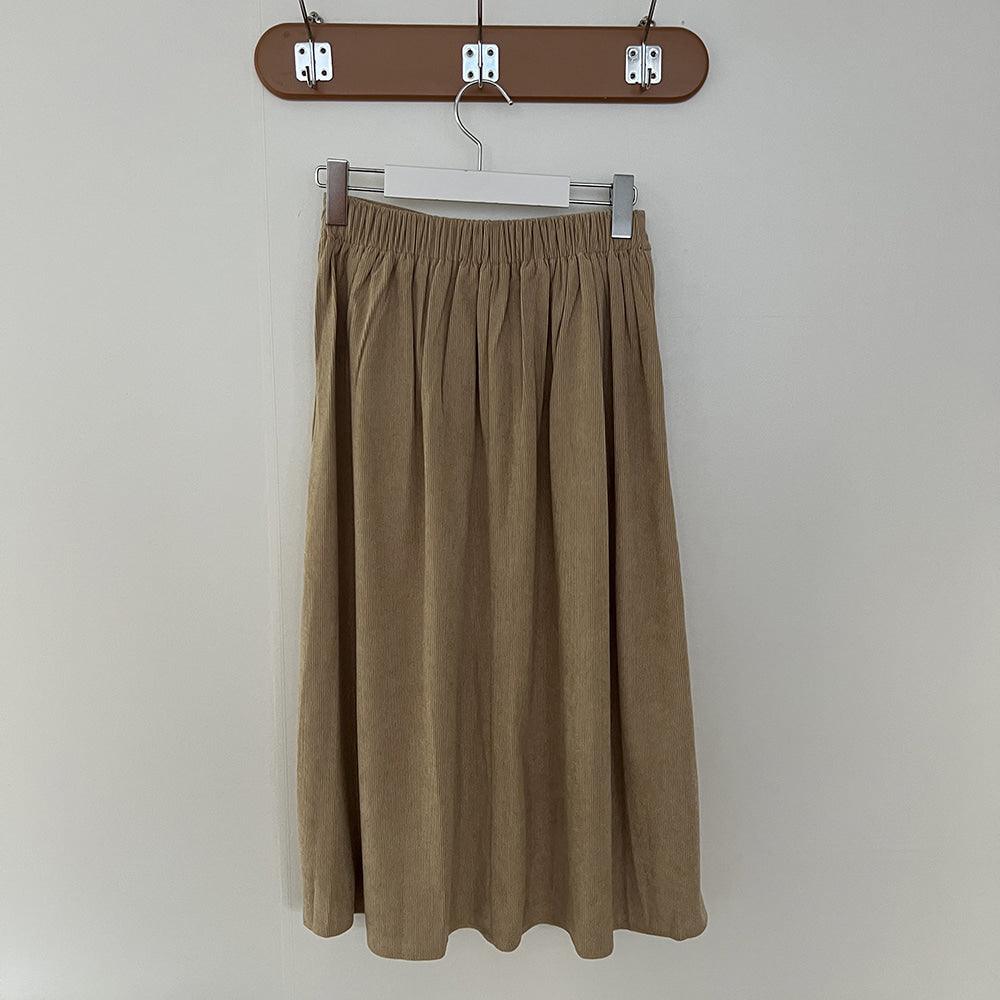 厚料燈芯絨百褶長裙 - IKIMSTORE