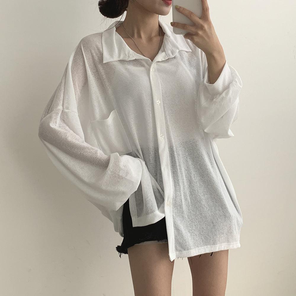 【Oversize】薄款防曬口袋恤衫<KR> - IKIMSTORE