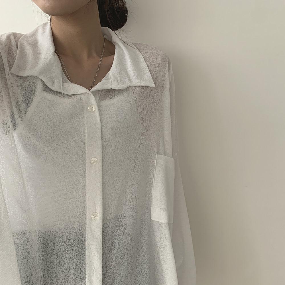 【Oversize】薄款防曬口袋恤衫<KR> - IKIMSTORE
