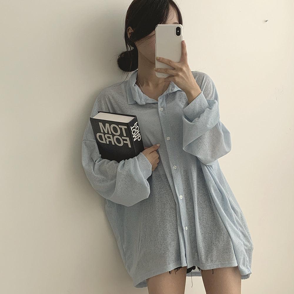 【Oversize】薄款防曬口袋恤衫<KR> - IKIMSTORE