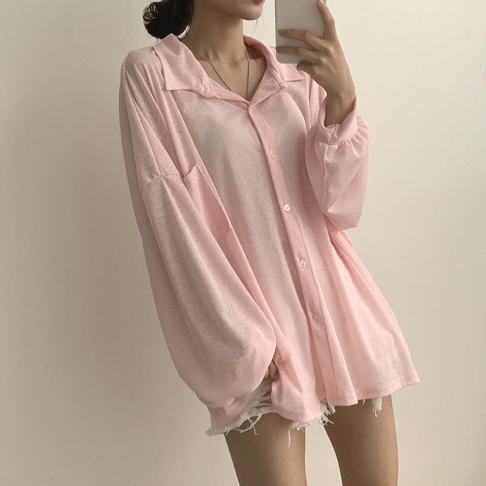 【Oversize】薄款防曬口袋恤衫<KR> - IKIMSTORE