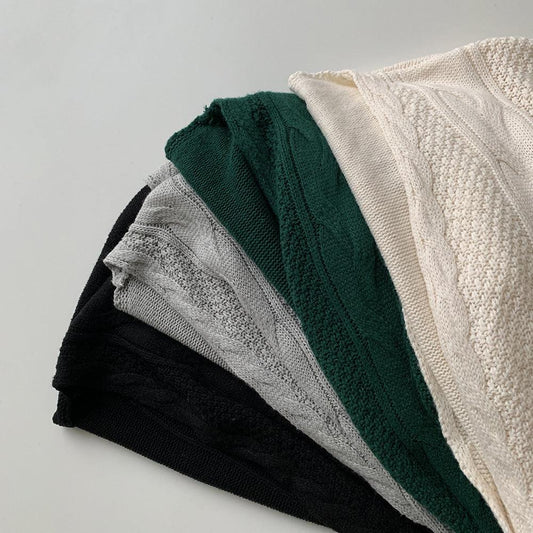 【現貨ivory/ 寬鬆版型!】 麻花交叉針織上衣 - IKIMSTORE